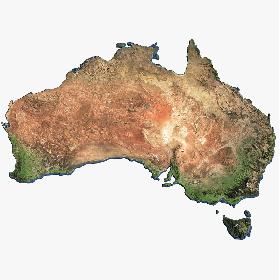 3D Australia Continent Map